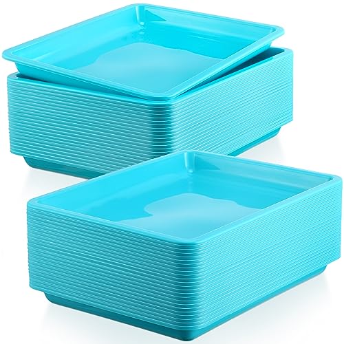 Maitys 24 Pcs Plastic Art Tray 11x8.7x1 Inch Activity Craft Tray,Light Blue - color: Light Blue