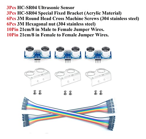 WWZMDiB HC-SR04 Ultrasonic Sensor Module Compatible with for Arduino R3 MEGA Mega2560 Duemilanove Nano Robot XBee ZigBee (3 Pcs HC-SR04 Ultrasonic Sensor) - color: 3 Pcs HC-SR04 Ultrasonic Sensor