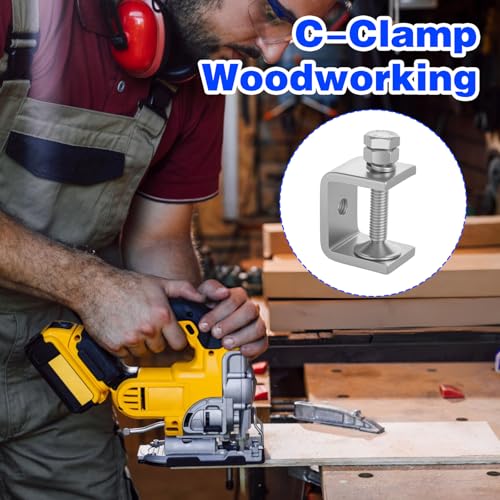 12 Pcs 304 Stainless Steel C Clamp, Heavy Duty C Clamp, Mini Tiger Clamps Set for Mounting, Small Desk G-Clamps with 1.2 Inch Stable Wide Jaw Opening for Metal Working Woodworking Welding Building