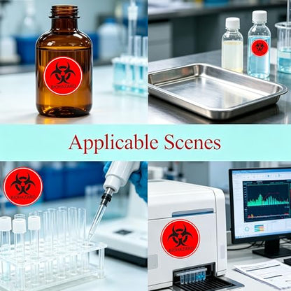 Biohazard Stickers Sign 2 '' Universal Symbol Coated Paper Signs for Labs