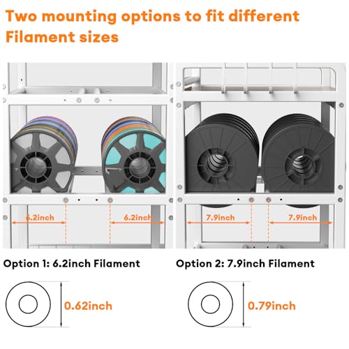 3D Printer Filament Storage Rack- 4 Tiers Filament Spool Holder, Heavy Duty 3D Printing Stand Filament Organizer with 360° Wheels, Metal Filament Stand Shelf for PLA/ABS/TPU/Nylon (White) - color: White