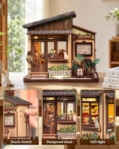 Cutebee LED Book Nook Kit, DIY Miniature House Kits Coffee Shop - color: Kissa Coffee