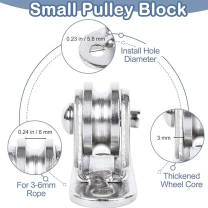 Small Pulley Block 1" Mini Duplex Pulley Roller Frictionless Silent Wheel Heavy Duty Fixed Pulley Loading 176 lb for Rope Cable Cord Guide & Wall Ceiling Mount DIY Project - 4 Pack - size: 4 Pack