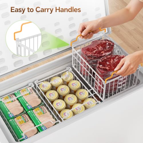 Freezer Organizer Bins, 3 Pack Enlarged Baskets for 5-9 Cu.FT Deep Freezer - color: white 3 pack