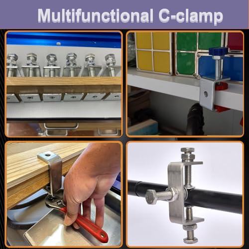 Rust Resistant Steel C-Clamps, Mini Tiger Clamps for Woodworking, Heavy Duty Metal U Clamps with Stable Wide Jaw Opening/I-Beam Design for Metal Working Woodworking Welding Building (1 3/16 In-6pcs) - size: 1 3/16 In-6pcs