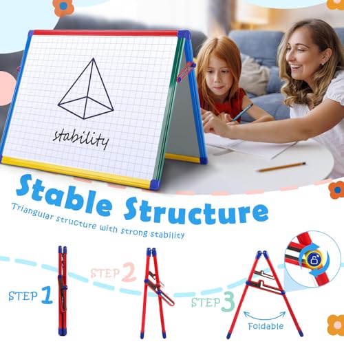SWANCROWN Magnetic Board for Kids - Tabletop White Board for Children- 24x18 Inch Double Sided Foldable Dry Erase Board Standing with 82Pcs Alphabet Magnets Whiteboard Letters - color: ‎tabletop Whiteboard