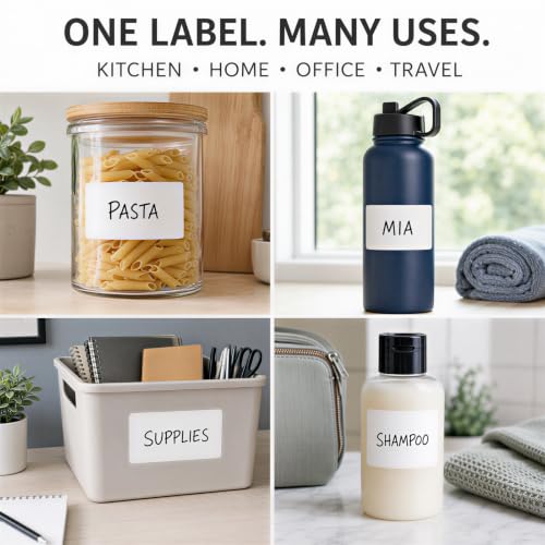 120 Matte White Waterproof Removable Labels with Marker, 4 x 2 in with Marker for Jars, Bins, Bottles, and Boxes - color: Large Matte White