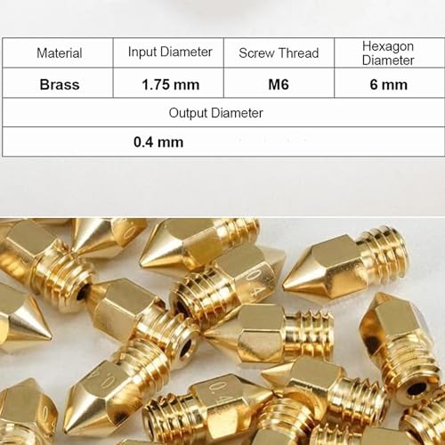 16Pcs Ender 3 Nozzles 0.4mm, MK8 Extruder Nozzles 0.4mm Compatible for Creality Ender 3 v2/Ender 3 Pro/Ender 3 Max/Ender 5 Pro/Ender 3 S1/Ender 3 Neo/CR-10 Series 3D Printer Brass Nozzles, - style: 16Pcs MK8 Nozzle 0.4mm