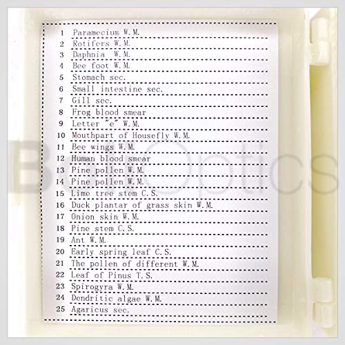 BoliOptics 25 Prepared Microscope Slides General Biology Specimen Set Plant Animal Human Anatomy Cells for Students Hobbyists Beginners Kids Homeschool, SL39901006