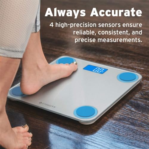 Etekcity Digital Bathroom Scale for Body Weight, Tempered Glass, 400 lbs - color: Light Grey, size: 11.8 x 11.8 inches