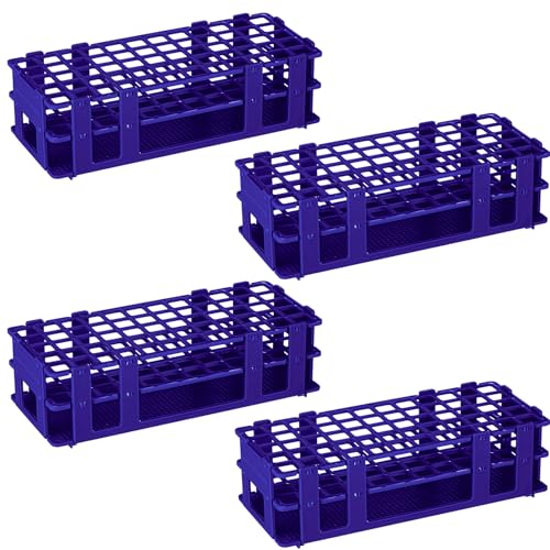 CroBlissful 4 Pcs 60 Hole Plastic Test Tube Rack Lab Holder Rack for 16mm/20mm Tube Detachable, Blue - color: Blue, size: 60 Hole
