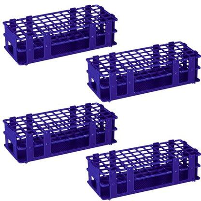 CroBlissful 4 Pcs 60 Hole Plastic Test Tube Rack Lab Holder Rack for 16mm/20mm Tube Detachable, Blue - color: Blue, size: 60 Hole