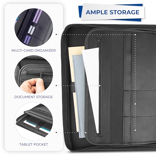 Samsill Professional Padfolio with Secure Zippered Closure, 10.1 Inch Tablet Sleeve, and 8.5 by 11 Inch Notepad, Black, Full Size (70820) - size: Letter - 8.5 x 11 inches, style: Zipper Padfolio