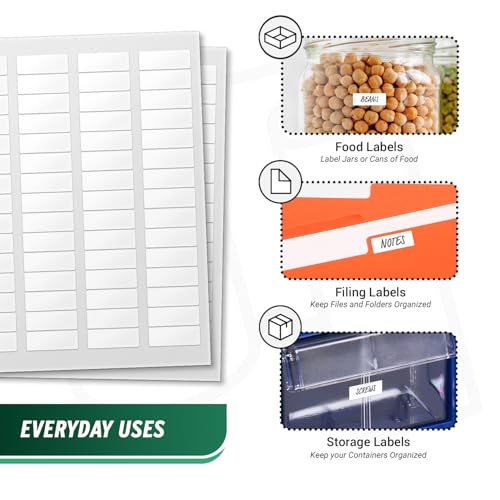 1.75" x 0.66" (1-3/4" x 2/3") Blank Rectangle Labels, White - 60 Labels/Sheet, 150 Sheets (9000 Total) - Laser & Inkjet Printable, Strong Adhesive, Water Resistant - size: 1.75" x 0.66"
