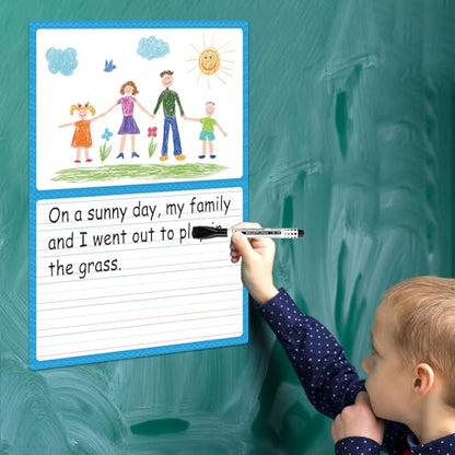 Jumbo Magnetic Draw & Write Paper 21.5x17in Dry Erase Handwriting Lined Paper for Classroom Whiteboard Accessories Writing Chart Page Giant Magnet Notebook Poster Graduation Supplies Teacher Must Have - style: Draw & Write