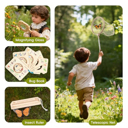 11Pcs Wooden Bug Catcher for Kids, Outdoor Toys for Kids Ages 4-8
