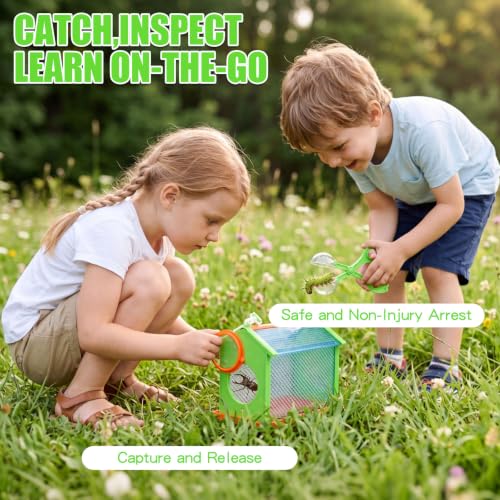 Bug Catcher Kit for Kids 3+, Bug Catching & Outdoor Explorer Kit | Insect Cage, Safe, Extendable Butterfly Net, Carry Bag, Catch & Release Adventure Set for Backyard & Camping
