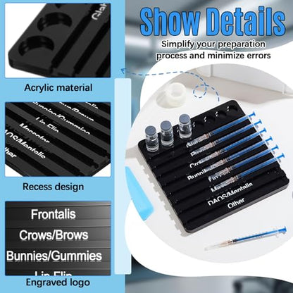 Chunful 2 Pack Acrylic Syringe Tray Organizer, 8 Slots Each, Vial Holder - color: Black