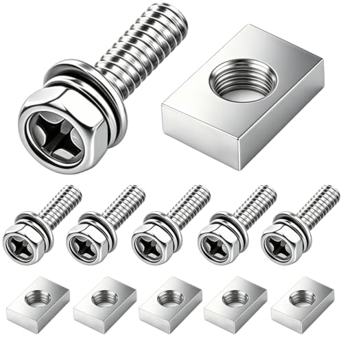 Tnisesm 12PCS M6x16 Battery Terminal Motorcycle Bolts and Nuts Kit, 304 Stainless Steel Battery Bolt with Square Nut for ATV Bike, Motorcycle, Scooter - size: M6*16MM