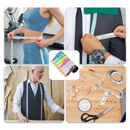 BoAn Tape Measure,8 PCS Measuring Tape for Body Fabric Sewing Tailor Cloth,Retractable Soft Sewing Tape Measures,Double Scales Rulers,60-Inch