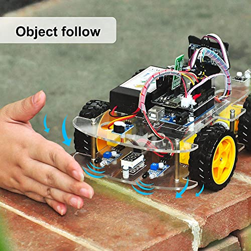 OSOYOO Robot Car Starter Kit for Arduino | STEM Remote Controlled App Educational Motorized Robotics for Building Programming Learning How to Code | IOT Mechanical DIY Coding for Teens Adults - style: V2.1 robot car Without battery