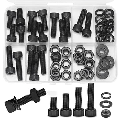 12.9 Grade M8 Screws Assortment Kit, 72pcs Bolts and Nuts Washers Set - size: M8 Bolts and Nuts Washers 16-30mm