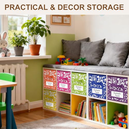 LemonRoad 6 Fabric Cube Storage Bin 11'' Classroom Bin, Rainbow, Label - color: Rainbow, style: Label