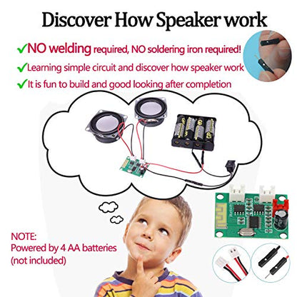 DIY Bluetooth Speaker Kit Wood Case, Teens & Adults STEM Electronic Project