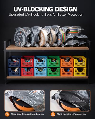3D Printer Filament Storage Bags, Vacuum Seal Bags for Filament, Moisture Proof Dustproof Humidity Resistant, 12.6 x 13.4 in, Fits PLA ABS PETG Spools (20 Bags Only) - size: 20Bags Only