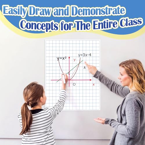 Aizweb Giant Magnetic Graph Paper,Dry Erase Grid Graphing for Classroom Whiteboard Accessories,Chart Paper Teacher Must Have Homeschool Teaching Supplies,Teacher Essential,21.5" x 16.5" - style: Graph