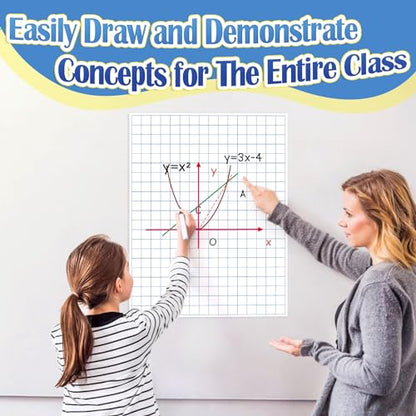 Aizweb Giant Magnetic Graph Paper,Dry Erase Grid Graphing for Classroom Whiteboard Accessories,Chart Paper Teacher Must Have Homeschool Teaching Supplies,Teacher Essential,21.5" x 16.5" - style: Graph