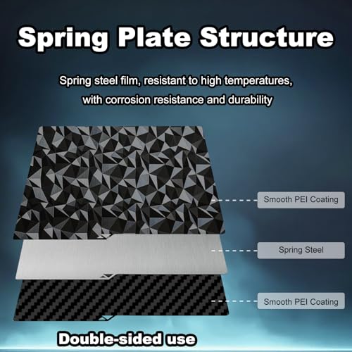 264x276mm 3D Printer Build Plate Smooth PEO+Smooth PET Spring Steel Sheet for Anycubic Kobra S1/ Kobra X/Kobra 4 Heated Bed (Carbon Fiber + Diamond Pattern) - size: 264x276mm