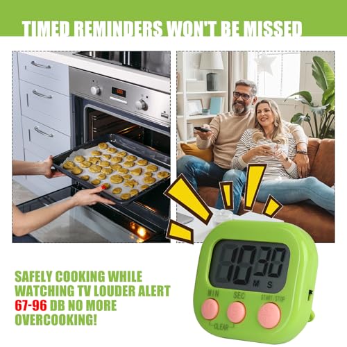 6 Pack Multi-Function Electronic Timer, Colorful Kitchen Timers Digital Magnetic, Countdown Timer, Big LCD Display Loud Alarm Kitchen Timers for Cooking, Bathing, Gym, Meeting, Classroom