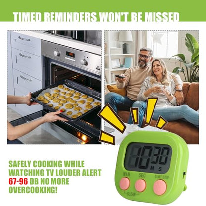 6 Pack Multi-Function Electronic Timer, Colorful Kitchen Timers Digital Magnetic, Countdown Timer, Big LCD Display Loud Alarm Kitchen Timers for Cooking, Bathing, Gym, Meeting, Classroom