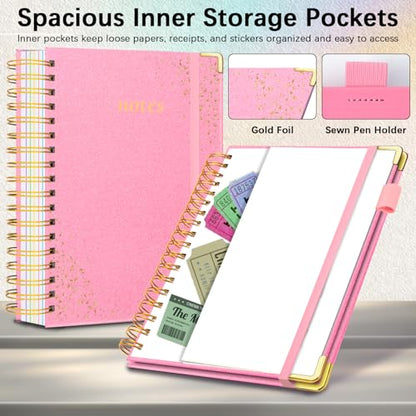 Hardcover Spiral Notebook with Tabs & Dividers, 8"x10" 5 Subject - color: Pink, size: 8''x 10''
