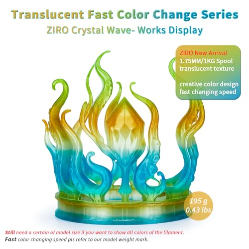 ZIRO Fast Color Change PLA, Transluent Filament 1.75mm, Crystal Wave - color: Cyrstal Wave