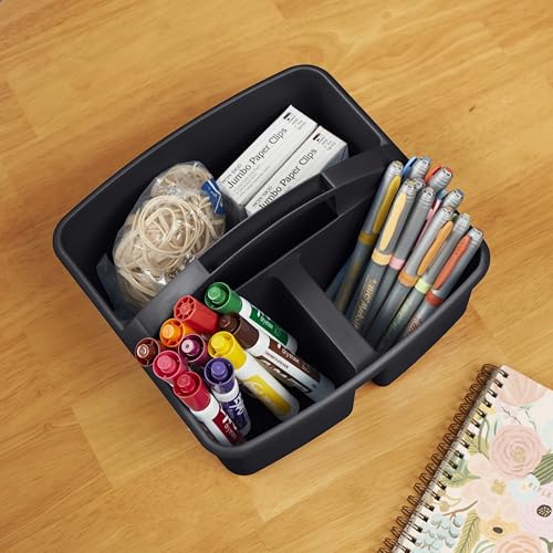ECR4Kids 3-Compartment Small Storage Caddy Organizer, 6-Pack, Black - color: Black