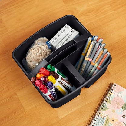 ECR4Kids 3-Compartment Small Storage Caddy Organizer, 6-Pack, Black - color: Black