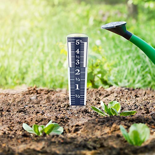 La Crosse 704-1531 Large Magnifying Easy Read 5-Inch Capacity Acrylic Rain Gauge, Black-Blue, Black-Blue - color: Black-blue