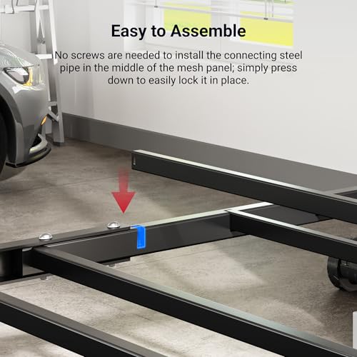 FLEXIMOUNTS 4x8 Overhead Garage Ceiling Storage Rack with 6 Hooks, Black - color: Black