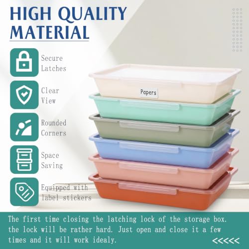 Tinlade 6 Pcs Classroom Paper Storage Bins with Lids, 13x10, Boho - color: Boho