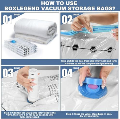 BoxLegend 10 Jumbo Vacuum Storage Bags with 1500mAh USB Electric Pump 31.5’’x39.37'' Thickened Vacuum Seal Bags for Large Down Jackets Comforters Bedding & Pillows Clothing Space-Saving Home Storage - size: 10 Jumbo - Electric Pump