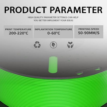 PLA+ Filament 1.75mm Green 1kg,Dimensional Accuracy +/- 0.02mm - color: Green