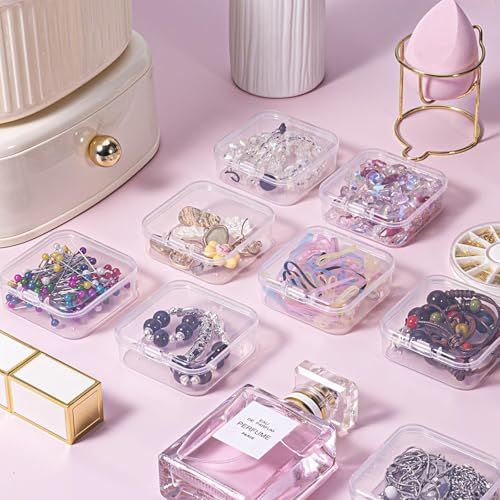 14 Grids Storage Box with Removable & Adjustable Small Containers with Lids, Multipurpose Bead Organizer Box, Jewelry Organizer for Jewelry, Hardware, Small Parts and Office Accessories - color: Transparent