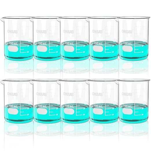 ONiLAB 100mL Glass Beaker, 10 Pcs, Borosilicate Glass - style: 100ml-10pcs