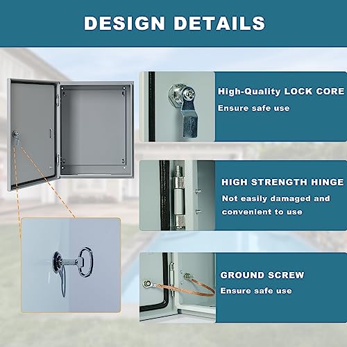 Waterproof Electrical Enclosure 24 x 24 x 8'', Outdoor Electrical Box Weatherproof, Electrical Junction Box with Reinforced Lock - size: 24 x 24 x 8''