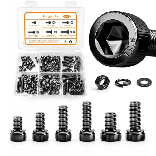 M3 M4 Screws Kit, Hex Socket Head Screw, Metric M3 M4 Bolts Nuts, 220PCS