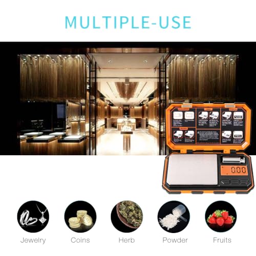 Fuzion Digital Pocket Gram Scale, 200g x 0.01g Jewelry Scale High Precision - color: Orange, size: 200/0.01g