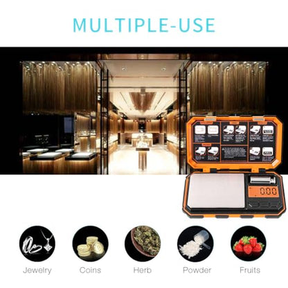 Fuzion Digital Pocket Gram Scale, 200g x 0.01g Jewelry Scale High Precision - color: Orange, size: 200/0.01g