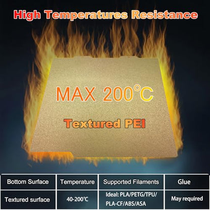 184x184mm Gold PEI Build Plate for A1 mini, Double Sided Textured PEI Flexible Spring Steel Platform Heated Printing Bed for Bambu Lab A1 mini 3D Printer - size: 184x184mm